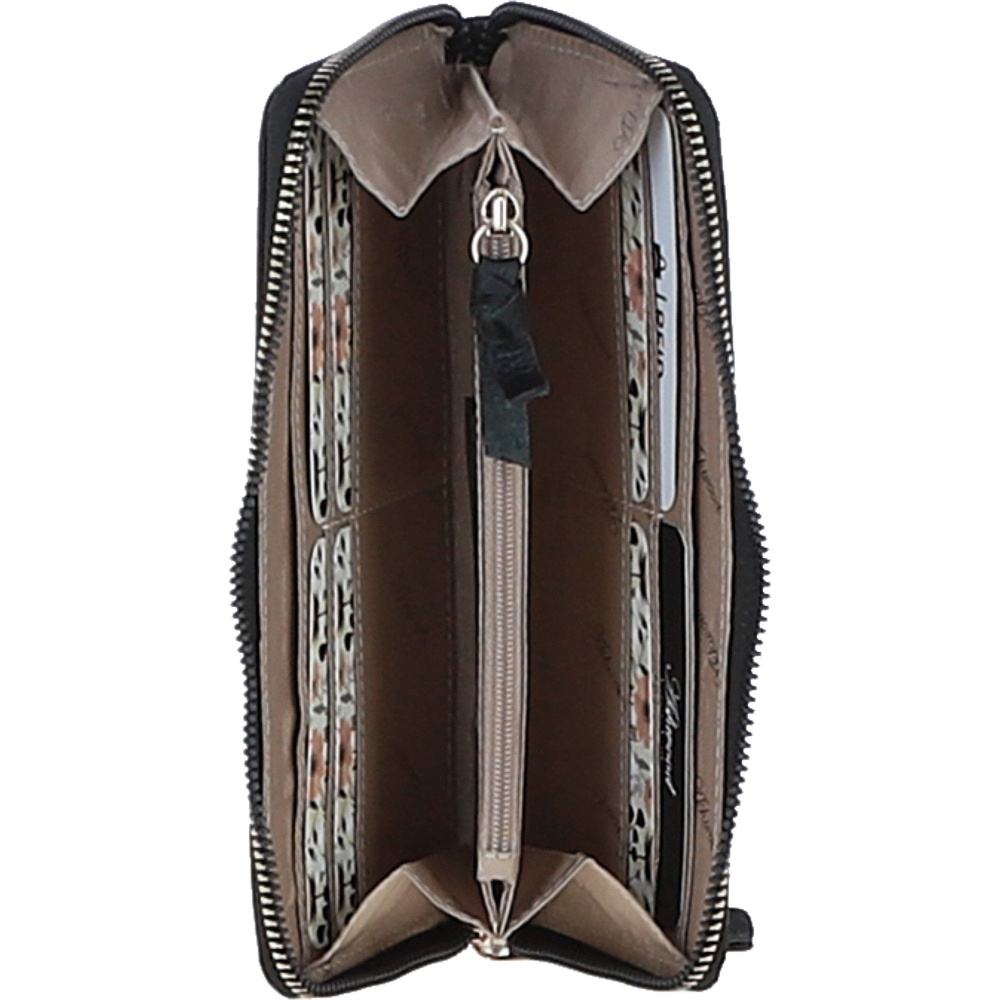 Ashwood Women's Leather RFID Zip-Around Purse Black: Ash-32