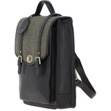 Ashwood Leather & Harris Tweed® Cloth Large Backpack with Twist Lock Brown/Green: TW-38-09-BG