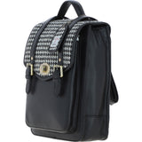 Ashwood Leather & Harris Tweed® Cloth Medium Backpack with Twist Lock Black/White: TW-37-012-BW
