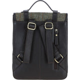 Ashwood Leather & Harris Tweed® Cloth Medium Backpack with Twist Lock Brown/Green: TW-37-09-BG