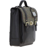 Ashwood Leather & Harris Tweed® Cloth Medium Backpack with Twist Lock Brown/Green: TW-37-09-BG