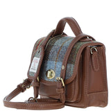Ashwood Leather & Harris Tweed® Cloth Mini Satchel Bag with Twist Lock Tan/Mcload: TW-32-02-TM