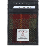 Ashwood Leather & Harris Tweed® Cloth Stylish Flat Card Holder Black/Green/Red: TW-52-07-BR