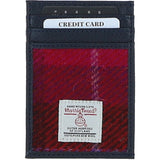 Ashwood Leather & Harris Tweed® Cloth Stylish Flat Card Holder Navy/Pink: TW-52-06-NP