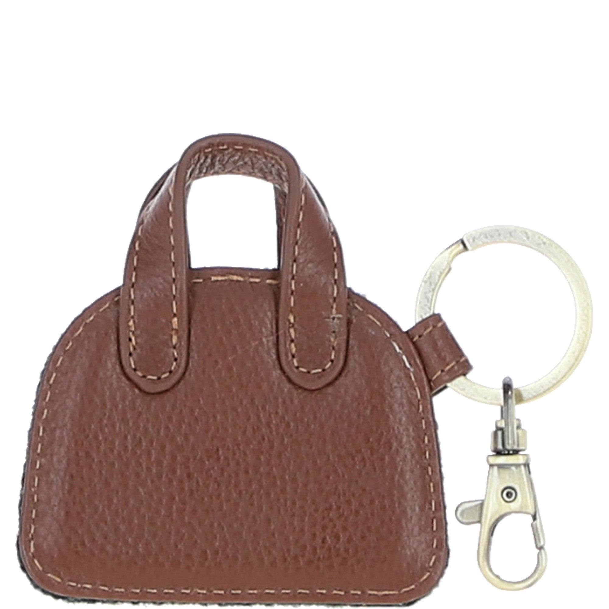 Ashwood Leather & Harris Tweed® Cloth Flat Miniature Handbag Keyring Tan/watch: TW-51-04-TW