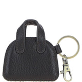 Ashwood Leather & Harris Tweed® Cloth Flat Miniature Handbag Keyring Brown/Green: TW-51-09-BG