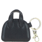 Ashwood Leather & Harris Tweed® Cloth Flat Miniature Handbag Keyring Black/Watch: TW-51-03-BW