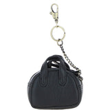 Ashwood Leather & Harris Tweed® Cloth Micro Handbag Keychain Black/White: TW-50-12-BW