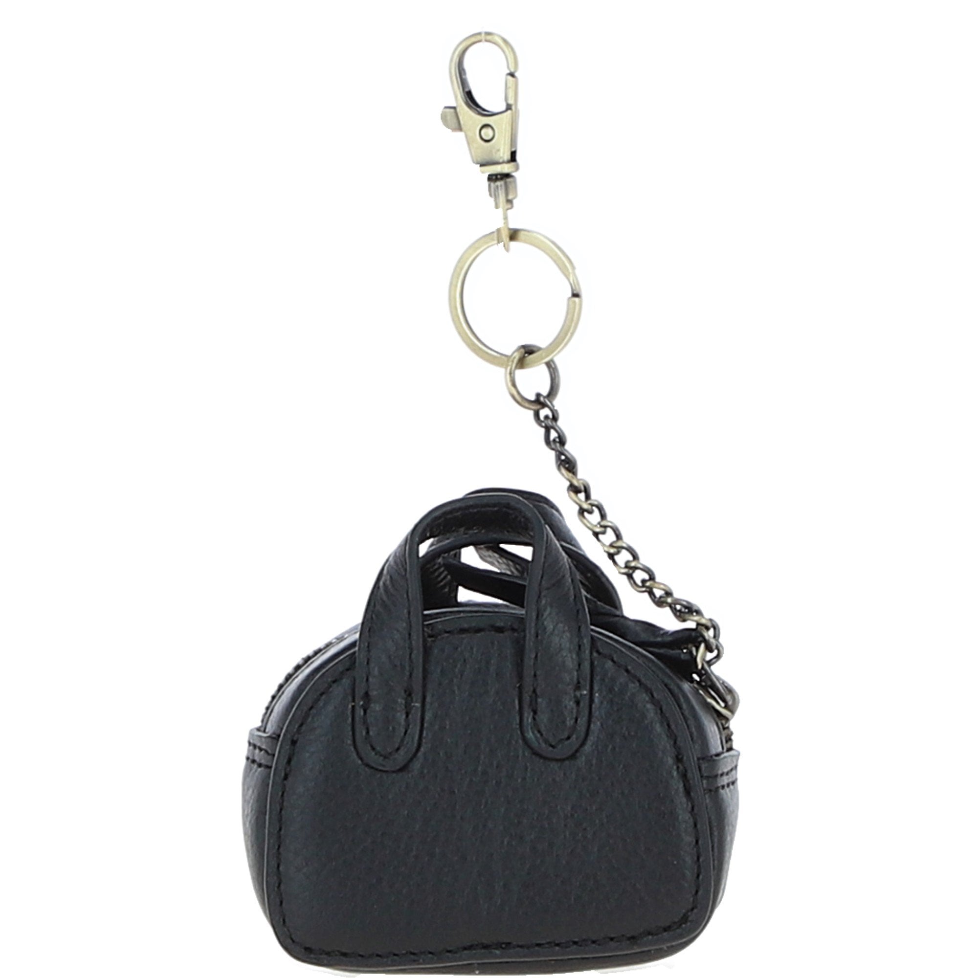 Ashwood Leather & Harris Tweed® Cloth Micro Handbag Keychain Black/White: TW-50-12-BW