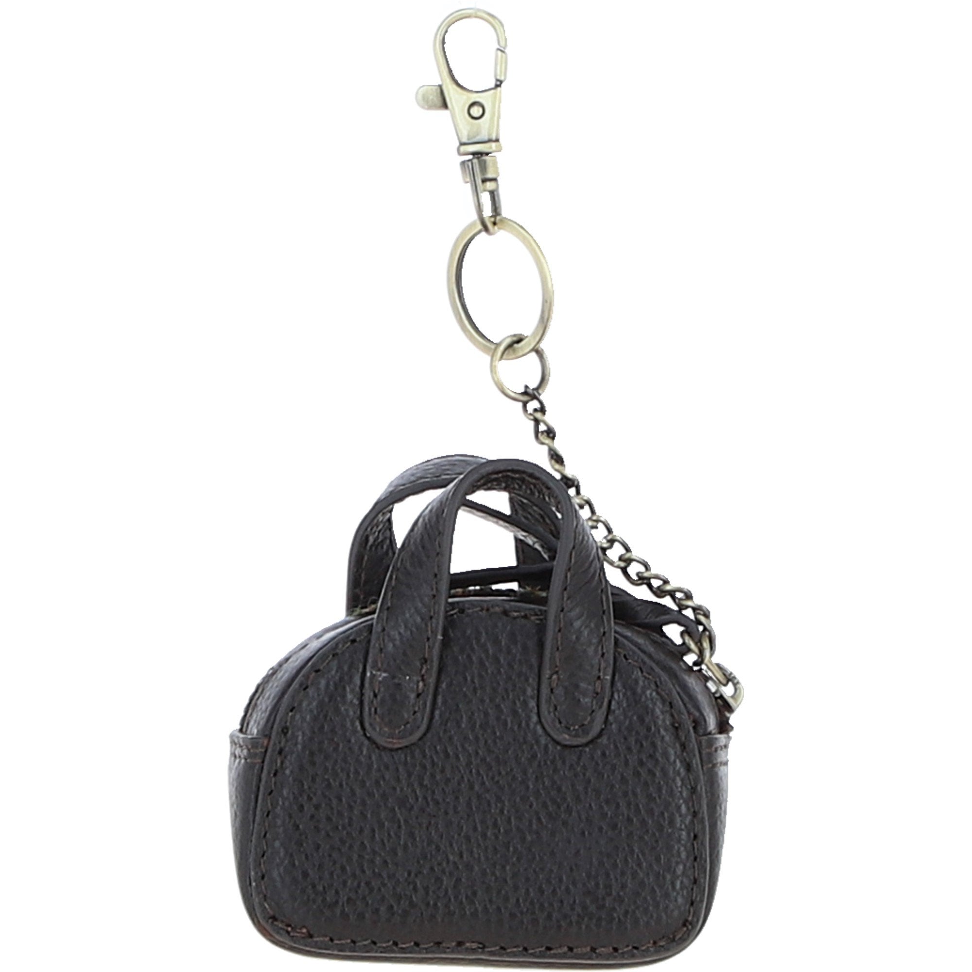 Ashwood Leather & Harris Tweed® Cloth Micro Handbag Keychain Brown/Green: TW-50-09-BG