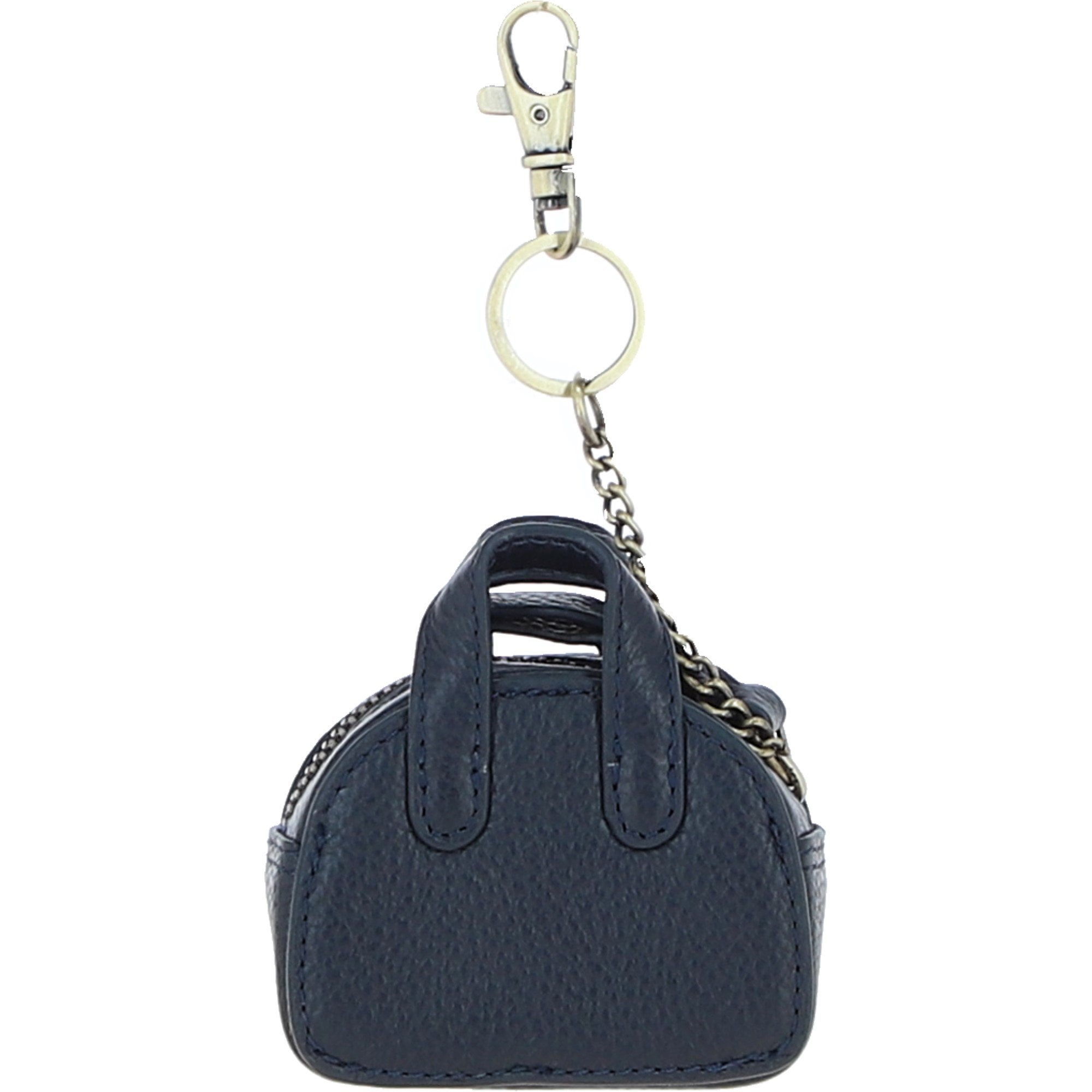 Ashwood Leather & Harris Tweed® Cloth Micro Handbag Keychain Navy/Pink: TW-50-06-NP