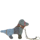 Authentic Harris Tweed® Cloth Dog-Shaped Keychain Made By Ashwood Leather Tan/Mcload: TW-54-02-TM