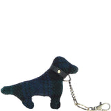 Authentic Harris Tweed® Cloth Dog-Shaped Keychain Made By Ashwood Leather Black/Watch: TW-54-03-BW