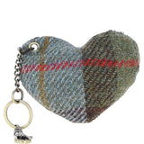 Authentic Harris Tweed® Cloth Heart-Shaped Keychain Made By Ashwood Leather Tan/Mcload: TW-53-02-TM