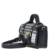 Ashwood Leather & Harris Tweed® Cloth Micro Satchel Bag with Twist Lock Black/White:TW-36-12-BW