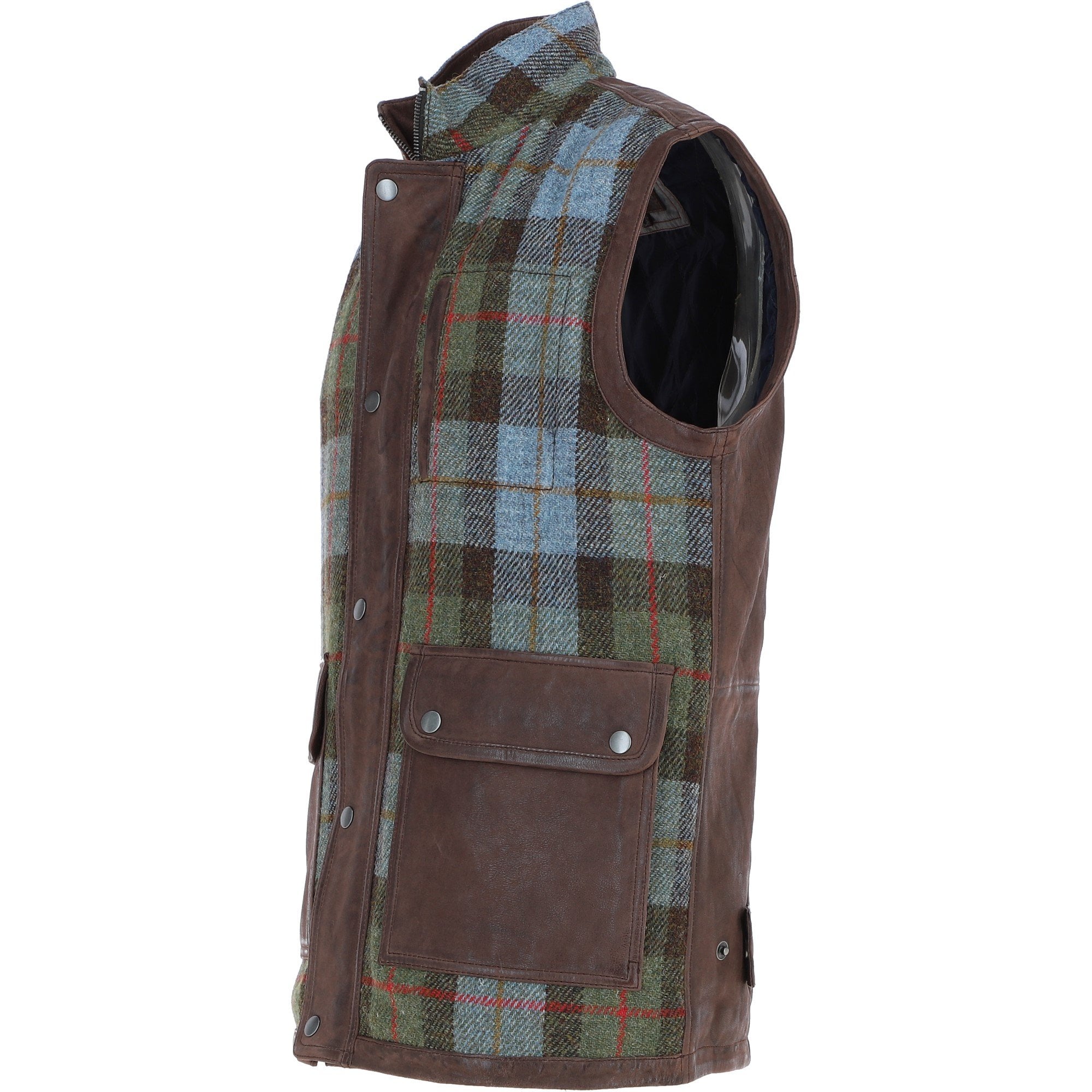 Ashwood Leather x Harris Tweed Men's Gilet Brown/Mcload: TW-901-01-BM