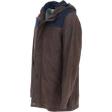 Ashwood Leather x Harris Tweed Men’s Hooded Casual Jacket Brown/Navy: TW-905-011-BN