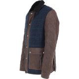 Ashwood Leather x Harris Tweed Men’s Diamond Quilted Stitch Details Casual Jacket Brown/Navy: TW-907-011-BN