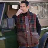 Ashwood Leather x Harris Tweed Men's Gilet Brown/Red/Green: TW-901-07-BR