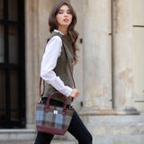 Ashwood Leather & Harris Tweed® Cloth Large Grab Bag Wine/Mcload: TW-64-17-WM