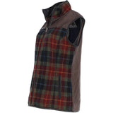 Ashwood Women's Country Tweed Check Waistcoat with Leather Trim Brown/Red/Green: TW-702-07-BR
