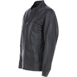 Ashwood Men’s Casual Real Leather Jacket with Mandarin Collar and Hidden Zip Brown: AWM-COOPER