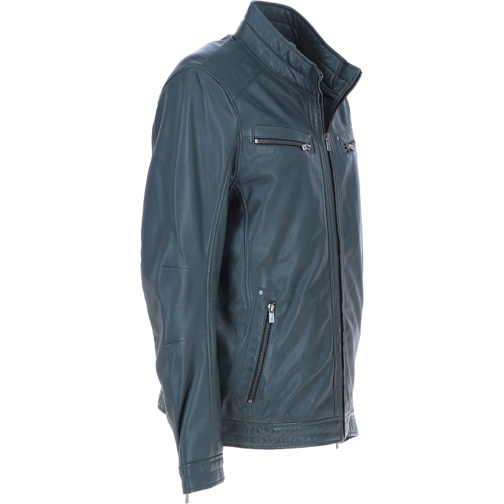 Ashwood Leather Men’s Multi-Zip Biker Jacket Charcoal Green: Ronai