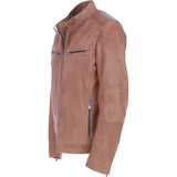 Mens Real Leather Biker Jacket Camel: AWM-Lent