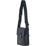 Ashwood Leather Medium Men's Buckle Crossbody Bag Black: S-61