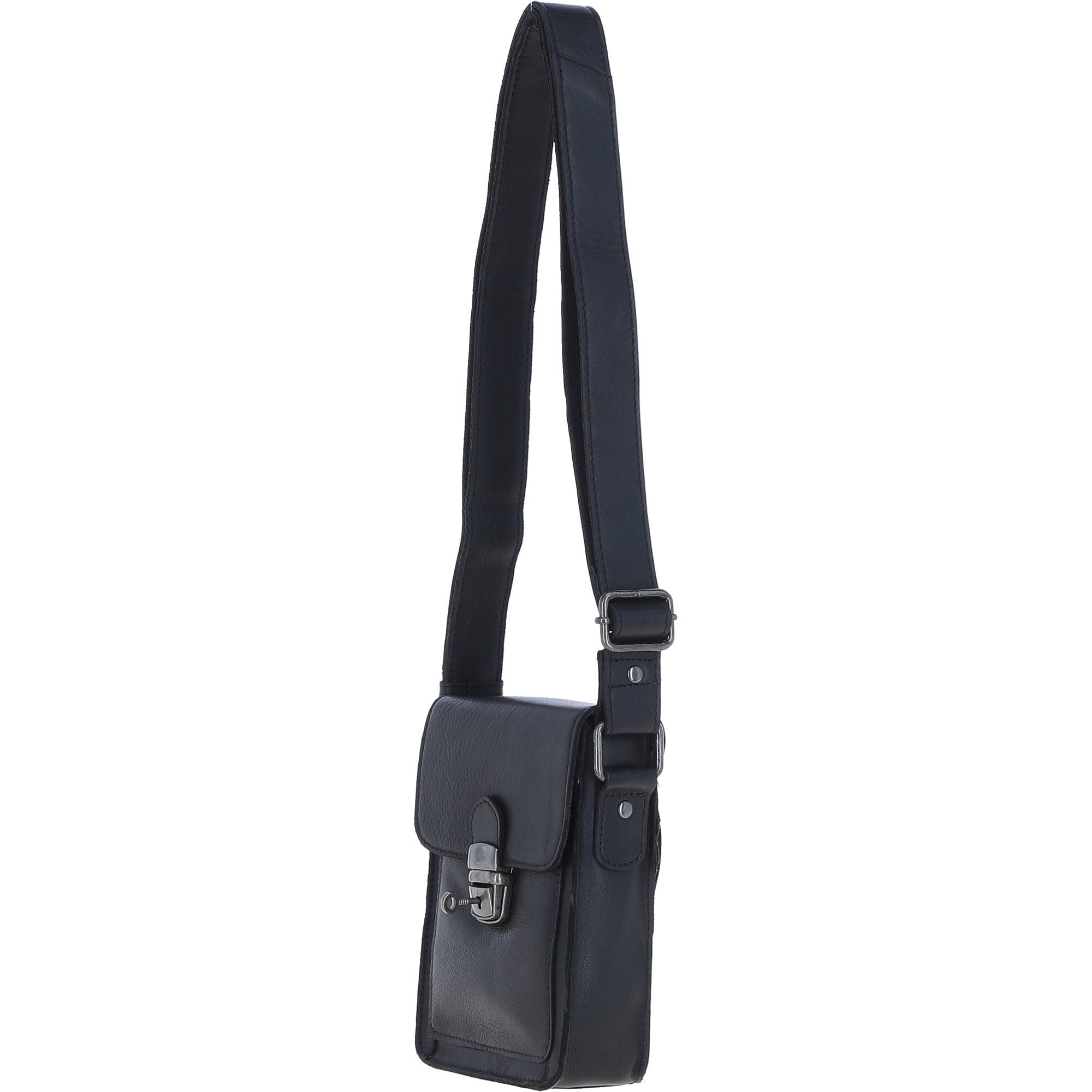 Ashwood Leather Men's Buckle Crossbody Bag Black: S-60