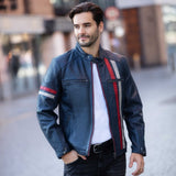 Leather Biker Jacket Navy: 2483