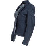 Ashwood Leather Women's Two Button Raw-Edge Blazer Navy: AWL-RE Blazer