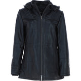 Ashwood Genuine Leather Coat with Detachable Hood Black: AWL-709