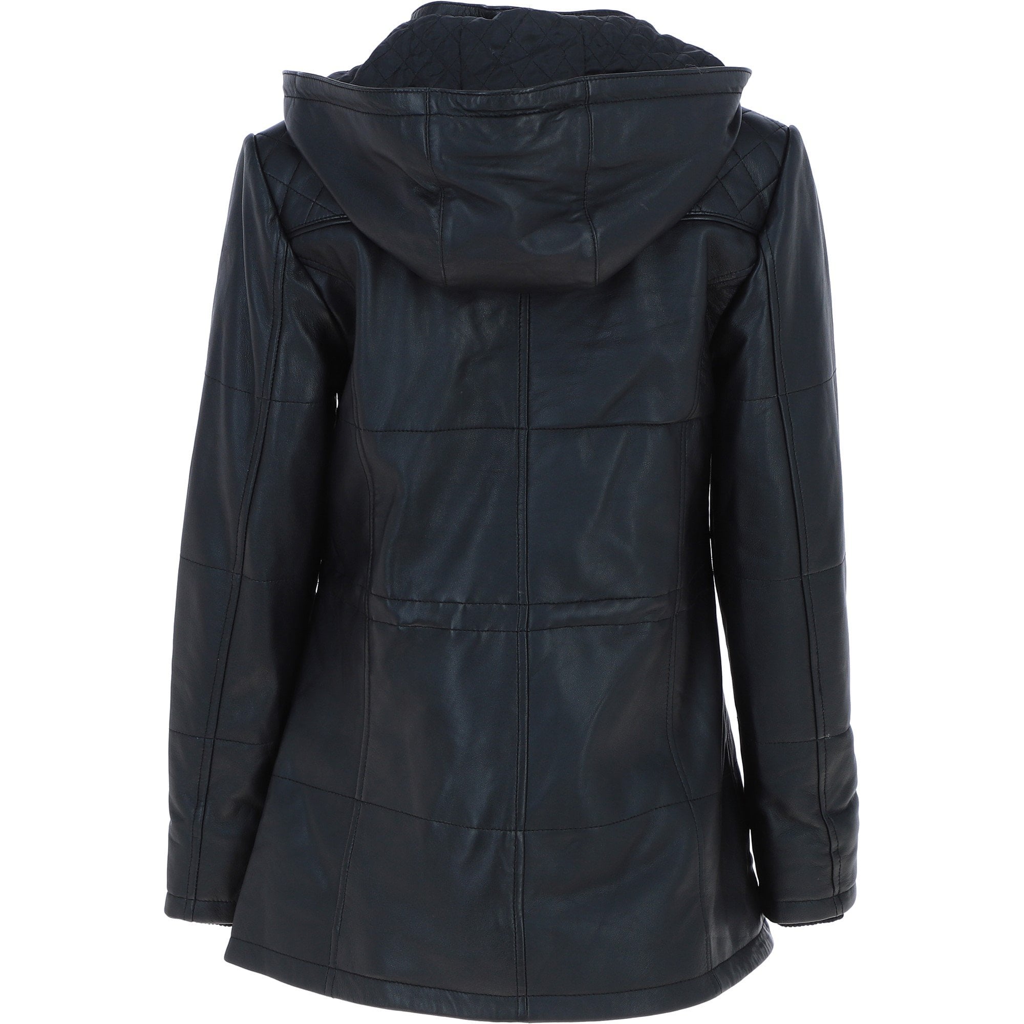 Ashwood Genuine Leather Coat with Detachable Hood Black: AWL-709