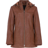 Ashwood Genuine Leather Coat with Detachable Hood Tan: AWL-709