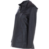 Ashwood Genuine Leather Coat with Detachable Hood Brown: AWL-709