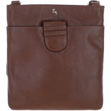 Genuine Leather Crossbody x Shoulder Bag with Golden Accents 2 Tone Tan: 64239