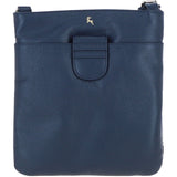 Genuine Leather Crossbody x Shoulder Bag with Golden Accents Navy: 64239