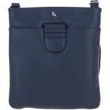 Genuine Leather Crossbody x Shoulder Bag with Golden Accents Dark Blue: 64239