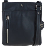Exquisite Genuine Leather Crossbody Flat Bag with Golden Accents Black: 64255