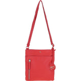 Exquisite Genuine Leather Crossbody Flat Bag with Golden Accents Coral: 64255
