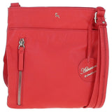 Exquisite Genuine Leather Crossbody Flat Bag with Golden Accents Coral: 64255