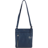 Exquisite Genuine Leather Crossbody Flat Bag with Golden Accents Navy: 64255