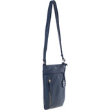 Exquisite Genuine Leather Crossbody Flat Bag with Golden Accents Navy: 64255