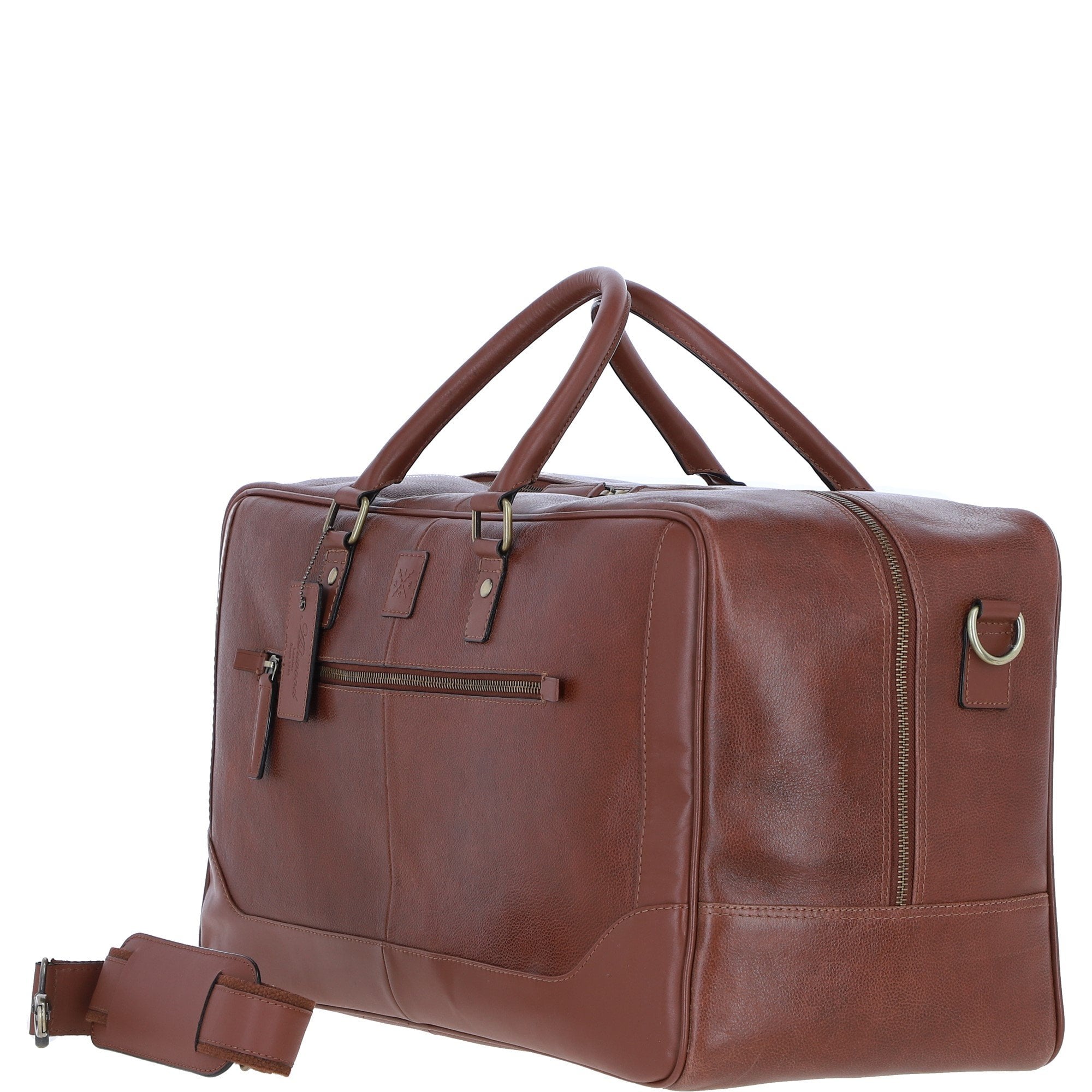 Mens Leather Holdall Weekend Bag Chestnut: CALVIN