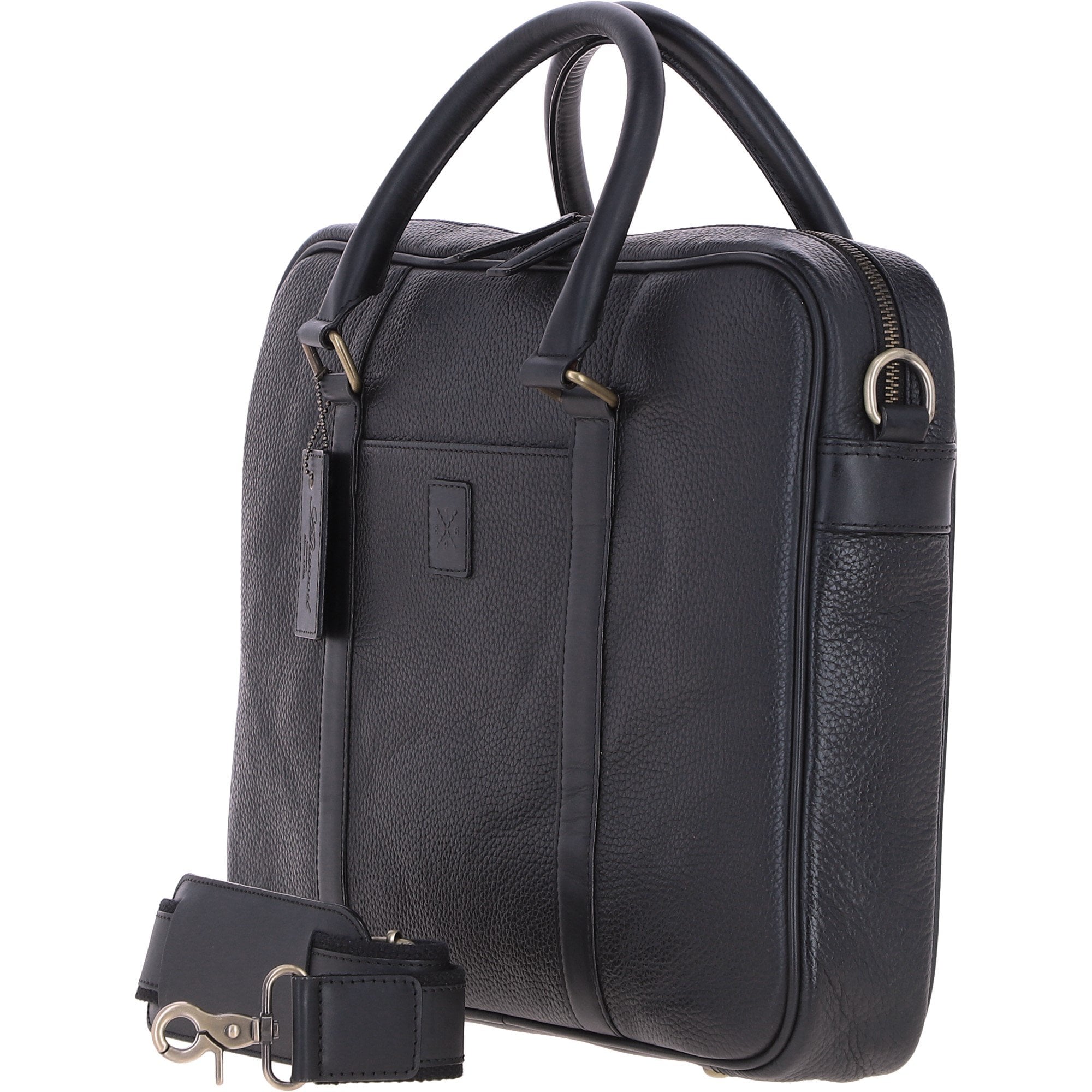 Mens Leather Laptop Messenger Bag Black: JOE
