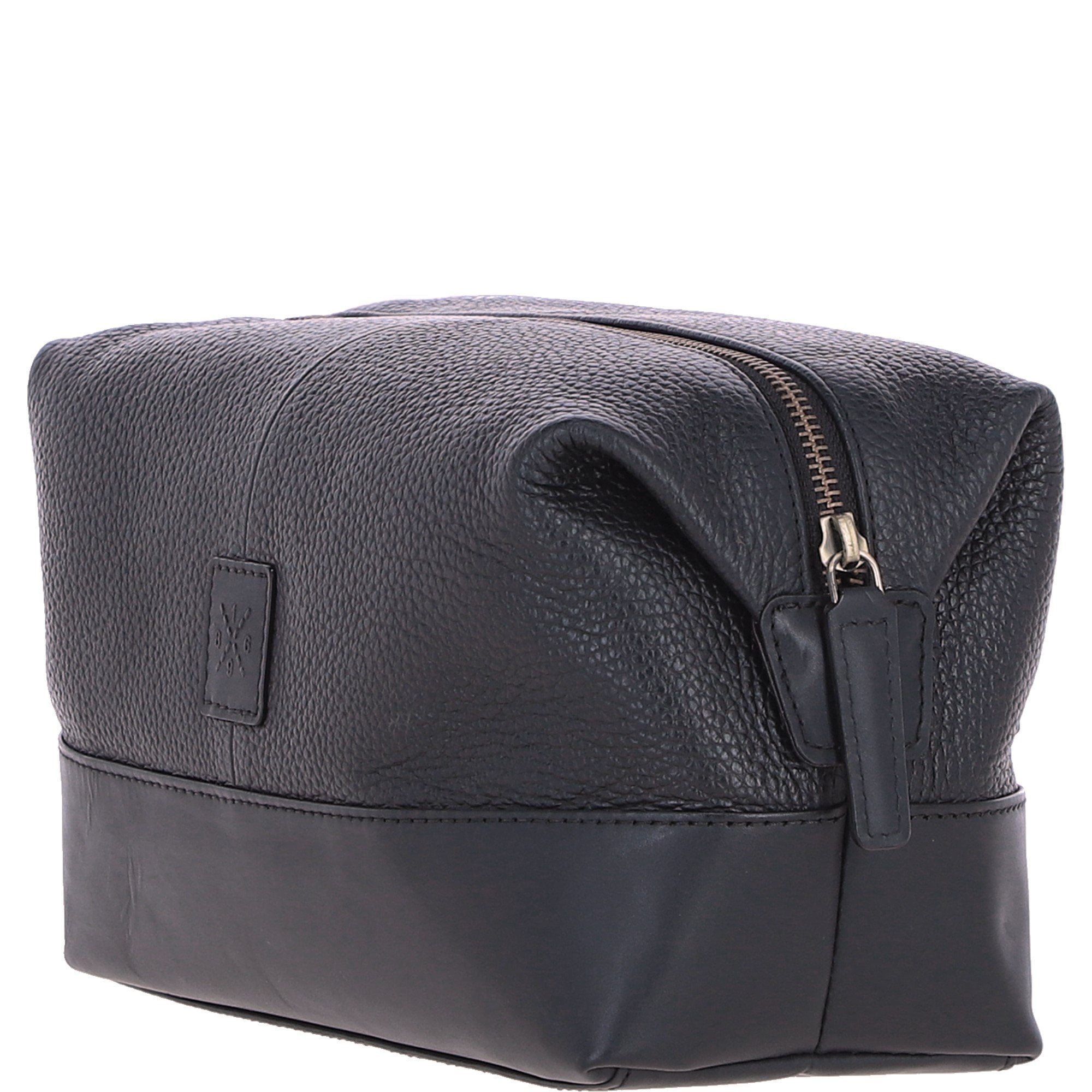 Mens Leather Washbag Black: Milo