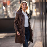 Leather Duffle Leather Coat Mid Brown/ app: TINA