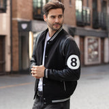 Ashwood Leather Men’s Wool and Leather Bomber Jacket with Striped Collar in Black: AWM-8
