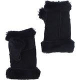 Slim Sheepskin Fur Leather Fingerless Glove Black: GLITTENS